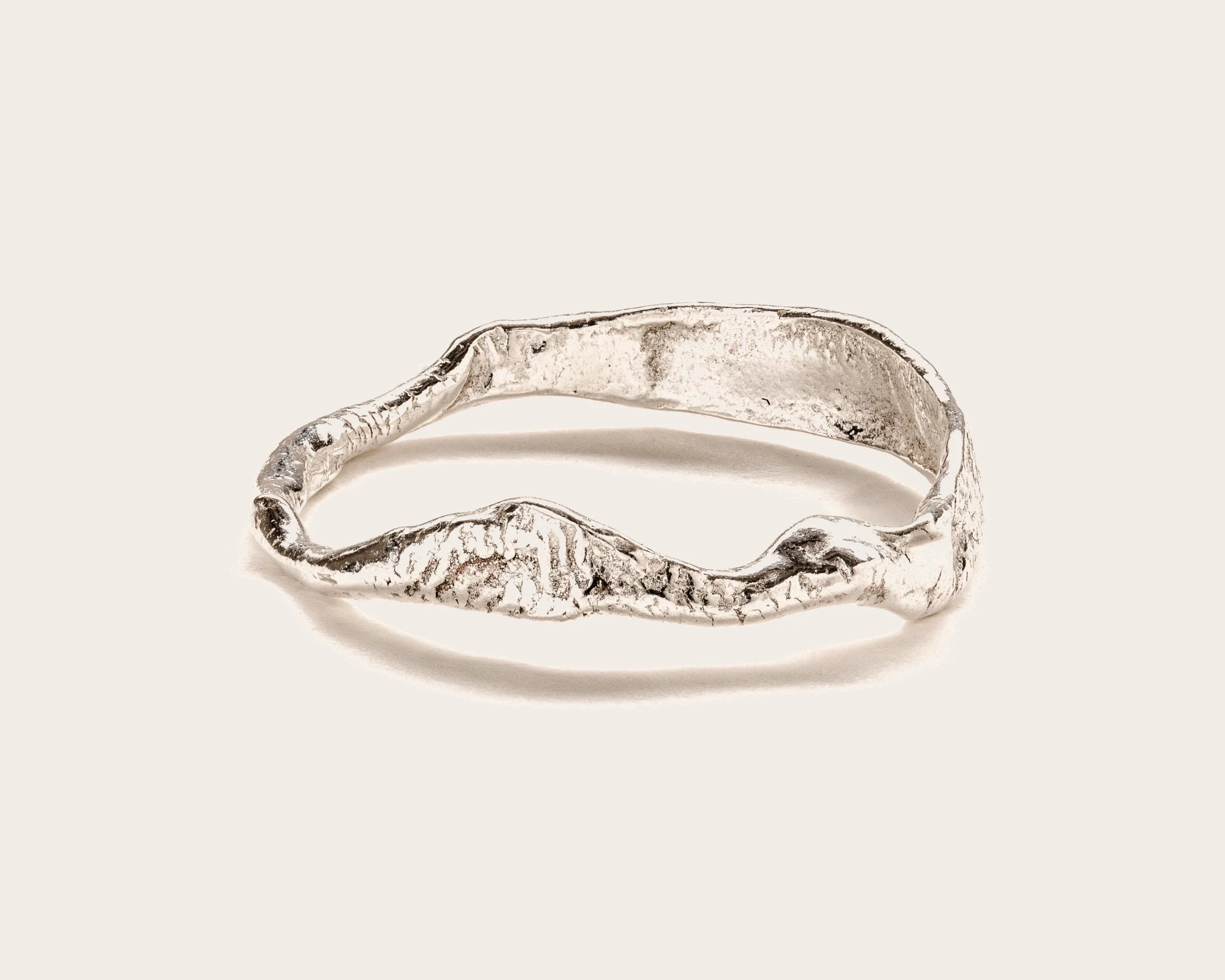 Zero waste molten silver ring handmade in South London by Frances